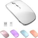 Wireless Mouse Chargeable Portable Silent USB-A and Type-C Dual Mode 3 Adjustable DPI for Laptop, PC (Q23S Black) (White)