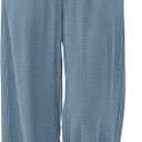 Sampeel Wide Leg Pants for Women Flowy Palazzo Drawstring Elastic Waist Trousers with Pockets Summer Beach Vacation Clothes Small