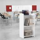 aboxoo Podium Stand - Portable Podium Stand with 4 Rolling Wheels, Pulpits for Churches with Adjustable Shelf, Hostess Stand, Mobile Teacher lecterns & podiums for Church, Classroom, Office (White)