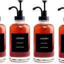 Coffee Bar Accessories Coffee Syrup Dispenser with Labels,500ML Glass Dispenser Syrup Pump Dispenser(4pc Black)