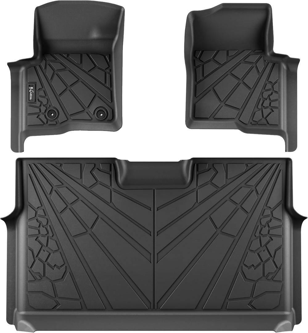 KARPAL Floor Mats Fit for 2010 2011 2012 2013 2014 Ford F-150 Crew Cab Custom Fit TPE F150 1st & 2nd Row Floor Liners - 3 PCS
