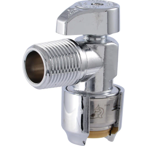 SharkBite Max 1/2 x 1/2 Inch MIP Angle Stop Valve, Quarter Turn, Push to Connect Brass Plumbing Fitting, Brushed Nickel Finish, PEX Pipe, Copper, CPVC, PE-RT, HDPE, UR24946