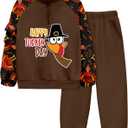 ADIRUN Boys Clothes Quarter Zip Long Sleeve with Pocket Sweatshirt Pants 2Pcs Color Block Fall Winter Outfits Set 6-12T (11-12 Years, Dark Brown)