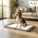 PawHut Pee Pad Holder 34" x 24.5", Foldable Indoor Potty Tray for Dogs, Large Training Pad Holder, Includes 3 Pee Pads, Anti-Slip & Easy to Clean