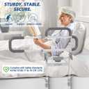 Heavy Duty Bed Rails for Elderly Adults Safety-Foldable Bed Rail for Senior with Adjustable Heights Fits All Bed SizesBed Handle Bedside Assist with Pocket -504M (White and Gray)