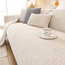 Chenille Couch Cover Fuzzy Sectional Couch Sofa Covers for Pets Washable Non-Slip L Shaped Sofa Slipcover for Dogs Furniture Protector for Cats (1 PCS 35"x82" Cream)