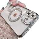 Changjia Magnetic Clear Glitter Case for iPhone 16,[Compatible with MagSafe] Cute Luxury Bling Sparkly Diamond with Camera Protector Soft TPU Plating Bumper Women Girls Case for iPhone 16 6.1",Silver