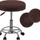 Vanity Chair Cover Round Stool Cushion Covers Bar Washable Features Soft Touch, Breathable,Stretchable Silver Fox Velvet Fabric. Brown 16-18in