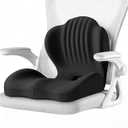 Ergonomic Seat Memory Foam Support Cushion for Back, Car Seat Back Support Cushion for Sciatica Tailbone Pain, Office Desk Chair Car Travel Seat Cushion (Black)