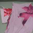 ZAFUL Womens 3pcs Swimsuit Floral Halter Triangle Bikini Top Tie Side Bottom with Long Sheer Cover Up Skirt (Large, 5-pink)
