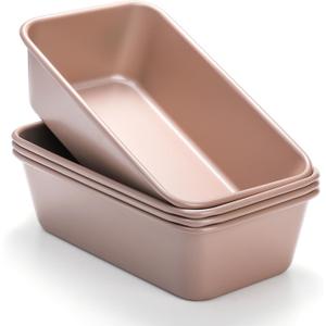 Elsjoy 4 Pack Non-Stick Loaf Pan, 9.5 x 5.5 Inch Champagne Bread Loaf Pans Carbon Steel Bread Tin Set for Baking, Metal Bakeware for Bread, Meatloaf, Cake