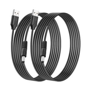 SinLoon USB to DC 5.5x2.1mm Power Cord 5V3A 10FT, 2Pcs 5.5mm Barrel Jack Charging Cable for Security Camera/LED Lights/Router/Set-Top Box, Pure Copper Core Stable 5V Direct-Through Design