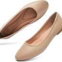 Hash Bubbie Women's Flats Shoes Ballet Flats Dress Shoes Comfortable PU Leather Slip on Shoes for Women (10, Nude)
