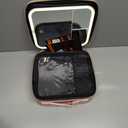 Makeup Bag with LED Lighted Mirror| Portable Makeup Organizer Train Case with 2X/3X Magnification & 3 Color Lights for Precision, Adjustable Brightness| Elegant Gift Packaging, Gift for Women, Pink (Large)