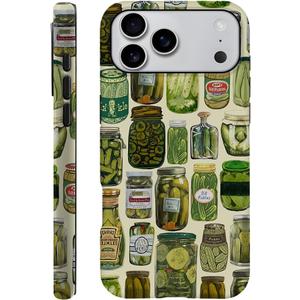 Case Compatible with iPhone 17 Pro Max,Scratch Resistant Hybrid 2-Layer Hard Shell Phone Case,Pickle Dill Collage Green