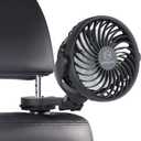 LEMOISTAR Battery Operated USB Car Fan, Electric Cooling Fan, 4 Speed, 360 Degree Rotatable Backseat, 5V Cooling Air Small Personal for Car, Rear Seat Passenger Dog