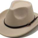 Willheoy Kids Cowboy Hat for Girls Boys Unisex Western Cowgirl Hat with Buckle Belt Wide Brim Fedora Hat Dress Up Costume