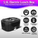 IXIIE Electric Lunch Box 80W Food Warmer for Work, 12V/24V/110V Portable Lunch Warmer for Adults with 2-Pack Stainless Steel Containers, Heated Lunch Box for Car/Truck/Office/Outdoors (Black+Black)