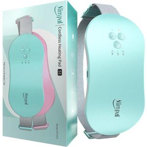Slimpal Portable Heating Pad for Period Cramps, Electric Cordless Heating Pad for Menstrual Cramps Relief, 3 Timer Auto Off Setting, Wearable Heat Pad Belt Gifts for Her Women Girl Wife, Aqua