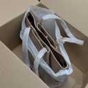 Work Tote Bags for Women 15.6 Inch - Laptop Tote Bag with Zip Compartments - Large PU Leather Office Purse Computer Briefcase (Nude)