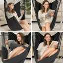 Y- STOP Hammock Chair Hanging Rope Swing Chair, Max 500 Lbs, 2 Seat Cushions Included, Removable Steel Spreader Bar with Anti-Slip Rings, Hardware kit-for Indoor Outdoor(Dark Grey) pcs