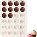 Silicone Mini Muffin Pan With Metal Reinforced Frame - 24 Cups Durable Silicone Cupcake Pan for Muffin, Cupcakes, BPA Free and Dishwasher Safe - 1 Piece Beige with Rainbow Spots