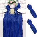 2 Pack 120 Inch Royal Blue Cheesecloth Table Runner Boho Rustic Gauze Sheer Romantic 10 FT Long Cheese Cloth Table Runner for Bridal Baby Shower Wedding Party Birthday Holiday Home Easter Decor