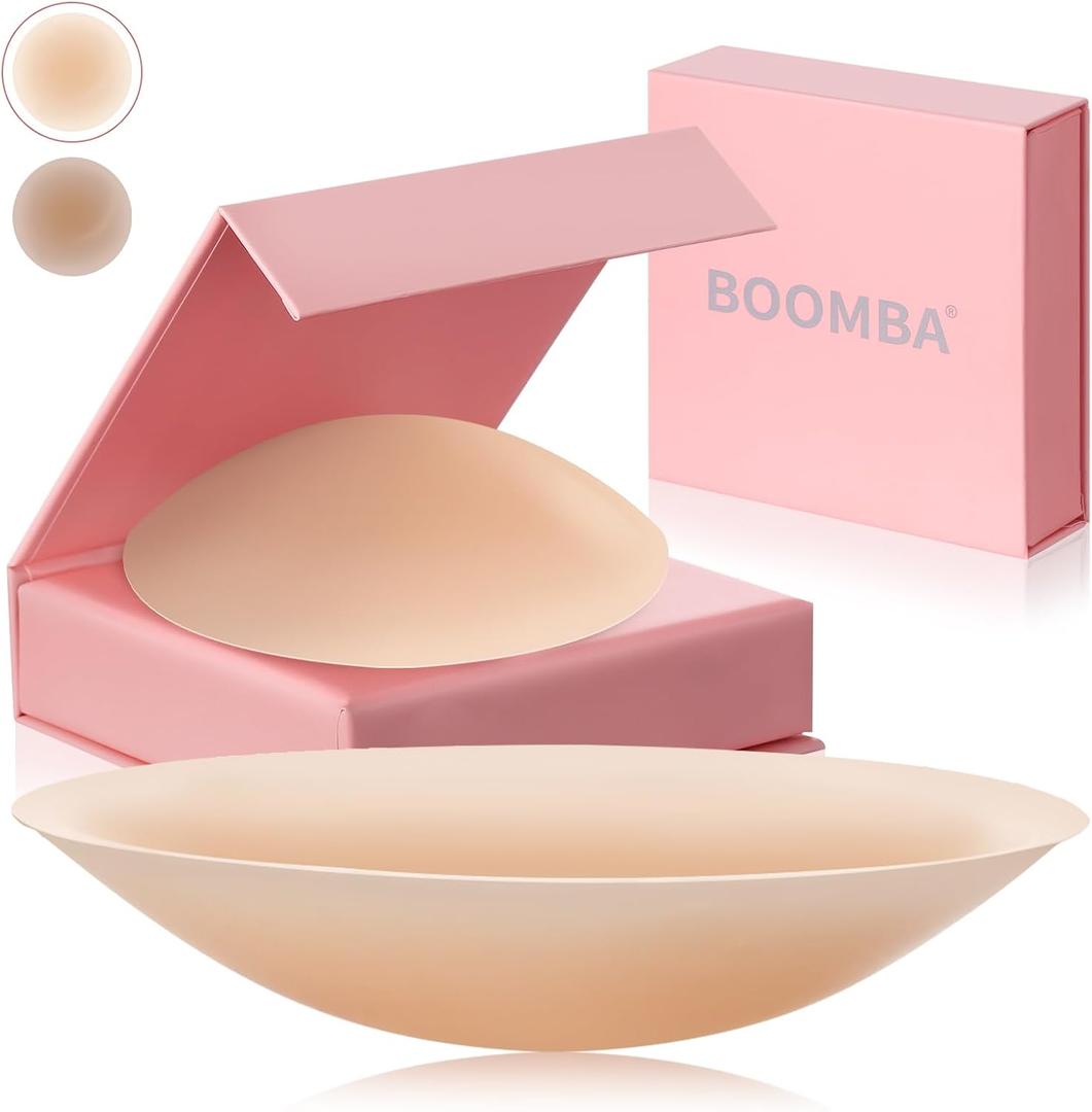 Boomba Nipple Covers Reusable Sticky Adhesive Silicone Pasties Nipple Covers Suitable for Travel and Dress Freedom (Creme)