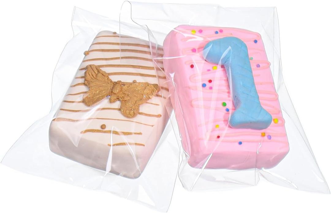 ROSPAKTEK 100pcs 4x6Inches Clear Cakesicle Bags Cookies Rice KrispieTreat Bags Individually Wrapped Treat Packaging for Soap Browine Chocolate Truffle Candy Gift Wedding Birthday Party Favors