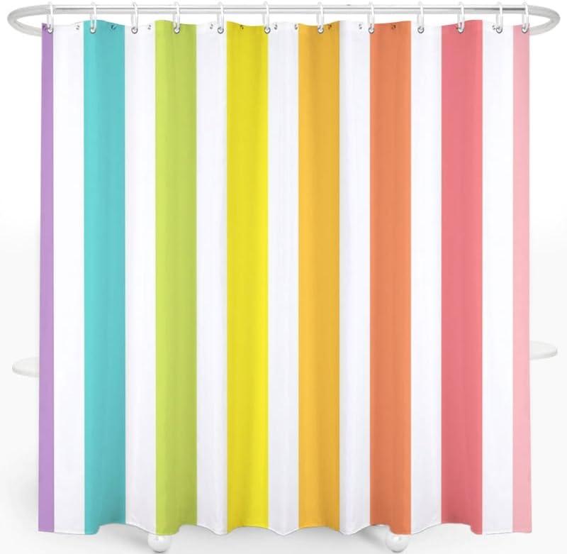 Rainbow Washable Kids & Cute Shower Curtain Waterproof Polyester Fabric Shower Curtain Set with 12 Hooks Bathroom Decor, 72x72 Inches (03