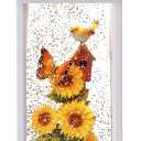 Spring Decorative Candle Water Lantern with Sunflowers, Bird and Butterfly, Battery Operated with Timer or USB - 11'' Garden Scene Lighted Water Lantern with Bird, White and Yellow