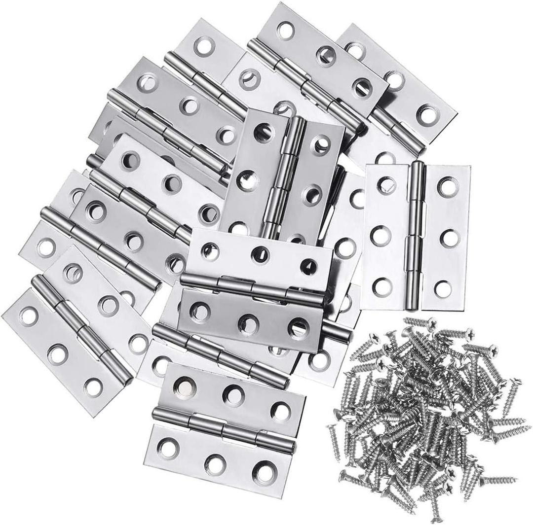 20Pcs Stainless Steel Folding Hinge 2 inch Door and Window Hinge Is Assigned 120 Screws
