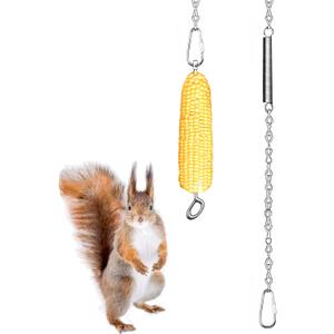Hanging Squirrel Feeder Outside Corn Cobs Holder for Squirrels Chipmunk Funny Toy (STAINLESS STEEL A)