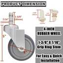 RILIDRI 4-Inch Swivel Stem Caster, 7/16-Inch Stem Diameter Rubber Wheel, Heavy Duty TPR Replacement Wheels for Rubbermaid Mop Bucket Cart Grill Casters - 8 Pack