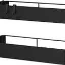 Shower Caddy, Shower Organizer,2 Pack Shelf Organizer Rack, Self Adhesive Black Bathroom Shelf Basket with 4 Hooks, Wall Inside Organization,Apartment Essentials