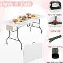 Fivenl 2 Pack 6 Feet Portable Folding Table White, Steel Legs Fold-in-Half with Carrying Handle Rectangular Plastic Foldable Table for Party, Wedding, Camping, Picnic, Dining, Indoor Outdoor Events