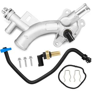 AUTOBABA 902-846 Upgraded Aluminum Engine Coolant Housing Water Outlet with Hose Compatible with Chevy Cruze 2011-2015, Sonic 2012-2020, Trax Buick Encore 2013-2019 1.4L Replace# 25193922 55565334