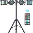5 in 1 DJ Lights with Stand Combination Party Light Dj Disco Lights Stage Lighting for Parties 3/6/15CH with Sound Activated,DMX,Remote Control Strobe LED Par Light for Weddings Birthday KTV-1PC