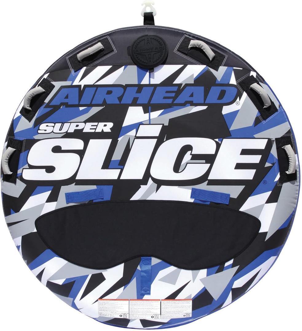 Airhead Slice Towable 2-4 Rider Models, Tube for Boating and Water Sports, Heavy Duty Full Nylon Cover with Zipper, EVA Foam Pads, and Patented Speed Safety Valve for Easy Inflating & Deflating