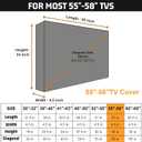Outdoor TV Cover 55-58 Inch with Clear Scratch Resistant Front Flap + Bottom Cover, HOMEYA 600D Weatherproof & Waterproof TV Screen Protector, Fits Most TV Mounts Stands with Remote Controller Pocket