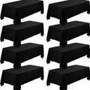 8 Pack Black Tablecloth 60 x 84 Inch, Bulk 4 Foot Rectangle Table Clothes, Washable Polyester Fabric Table Covers for Wedding, Party, Reception, Banquet