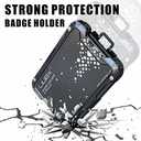 LIUGX Carbon Fiber Badge Holder, ID Card Holder with Metal Clip - Heavy Duty Portable Wallet (Holds 1 to 4 Cards),for Office Police Worker Outdoor,Black