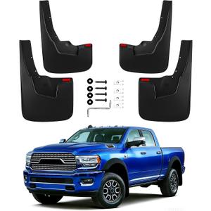 Mud Flaps Splash Guards Compatible with 2019-2024 Ram 1500,Front and Rear Mud Guards Fender Flares for Ram 1500 Accessories (with Fender Flares) 4 Piece Set Black Textured Finish
