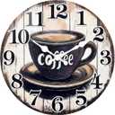 Large Kitchen Wall Clock,Vintage Coffee Sign Decor Wall Clocks Battery Operated for Cafes/Dining Room/Home(14 Inch)