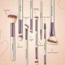 SOYOK Makeup Brush Set, Premium Synthetic Makeup Brushes with 2 Puffs, 8 Pcs Make up Brushes for Powder Concealers Eye Shadows Blush, Brush Kit with Gift Box for Beginners Professional Travel (Sliver)