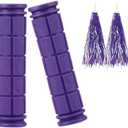 Bike Handlebar Grips with Tassel Streamers for Kids Girls Boys, Non-Slip Rubber Bicycle Handle Grips for BMX MTB Mountain Bicycle Scooters Tricycle Replacement Parts