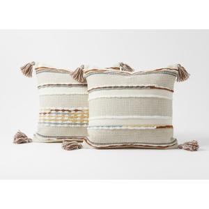 Textured Boucle Pillow Covers 18x18 Neutral Striped Throw Pillows Soft Modern Farmhouse Pillow Cases, 2pc Decorative Accent Square Couch Cushion Cover for Bed Sofa Chair