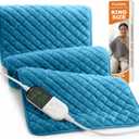Extra Large Heating Pad for Back Pain 32"x24" King Size XL Electric Heating Pad for Period Cramps Relief & Body Neck Shoulder Auto Shut Off Heat Pad Temperature Settings Machine Washable Blue