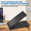 Mini Rechargeable Foldable Bluetooth Keyboard and Mouse Combo, Portable (Sync Up to 3 Devices), Ultra-Slim Travel Folding Keyboard for iPhone iPad Mac Android Windows iOSBlack
