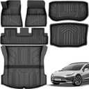 YITAMOTOR Tesla Model 3 Floor Mats Full Set Custom Fit 2020-2023 All-Weather Cargo Liners Rear Cargo Tray Trunk Floor Mat Interior Accessories, Black